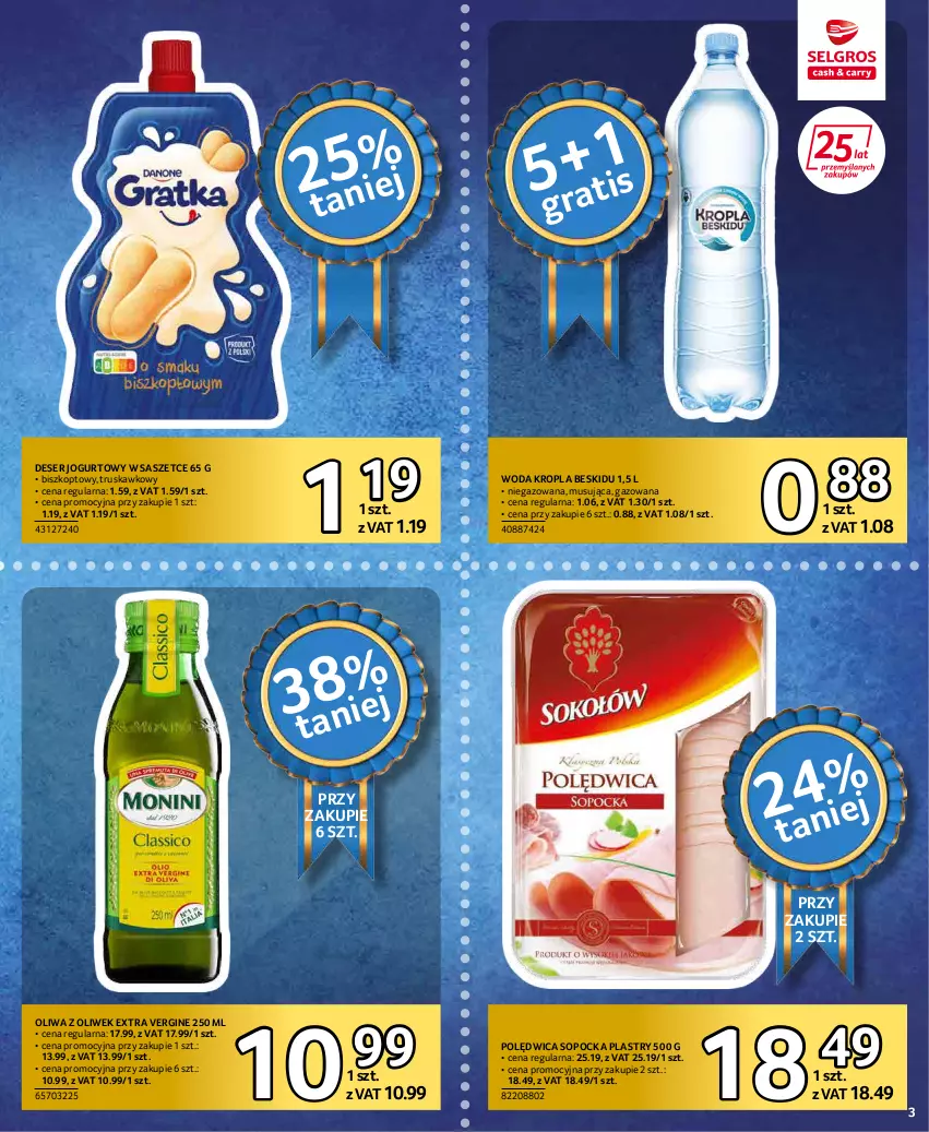 Gazetka promocyjna Selgros - Extra Oferta - ważna 01.05 do 31.05.2022 - strona 3 - produkty: Deser, Gin, Jogurt, Mus, Oliwa z oliwek, Polędwica, Ser, Woda