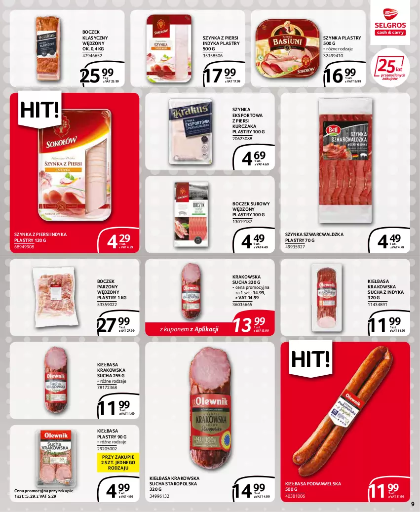 Gazetka promocyjna Selgros - Extra Oferta - ważna 01.05 do 31.05.2022 - strona 9 - produkty: Boczek, Kiełbasa, Kiełbasa krakowska, Kiełbasa podwawelska, Kurczak, Por, Sport, Szynka, Wawel