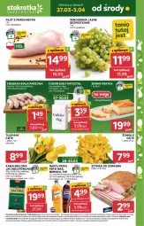 Gazetka promocyjna Stokrotka - Supermarket - Gazetka - ważna od 03.04 do 03.04.2024 - strona 1 - produkty: Krakus, Warzywa, Ser, Gra, 7up, Pepsi max, Cukier, Tulipan, Mirinda, Kawa mielona, Kawa, Filet z piersi indyka, Jacobs Krönung, Szynka, Pepsi, Winogrona, Bukiet, Owoce, Kiełbasa biała, Jacobs, Wino, Napój, Kiełbasa, Mięso