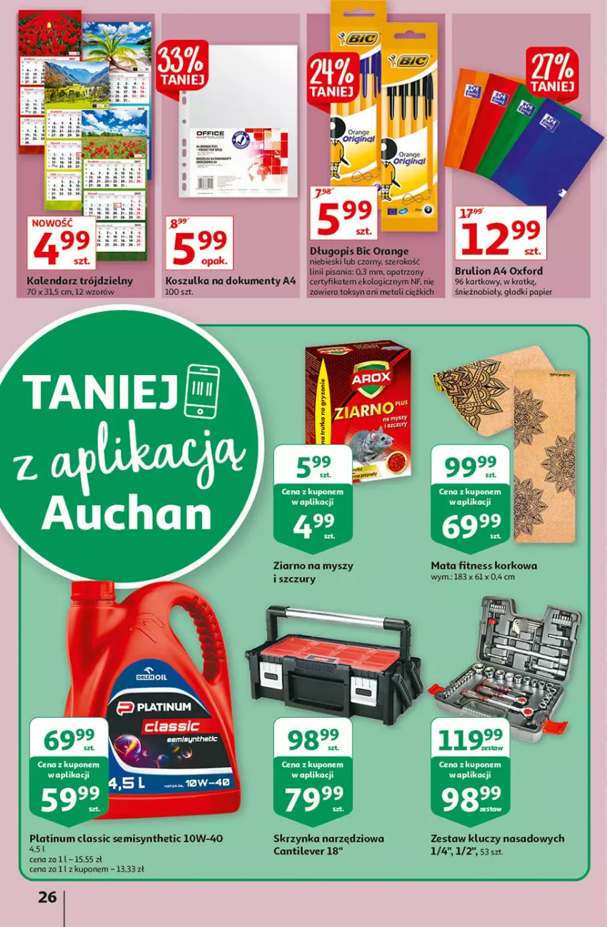 Gazetka promocyjna Auchan - Hiperoszczędzanie z aplikacją Auchan Hipermarkety - ważna 23.09 do 29.09.2021 - strona 26 - produkty: Fa, Kosz, Koszulka, Lion, Mysz, Papier, Skrzynka narzędziowa, Zestaw kluczy, Zestaw kluczy nasadowych