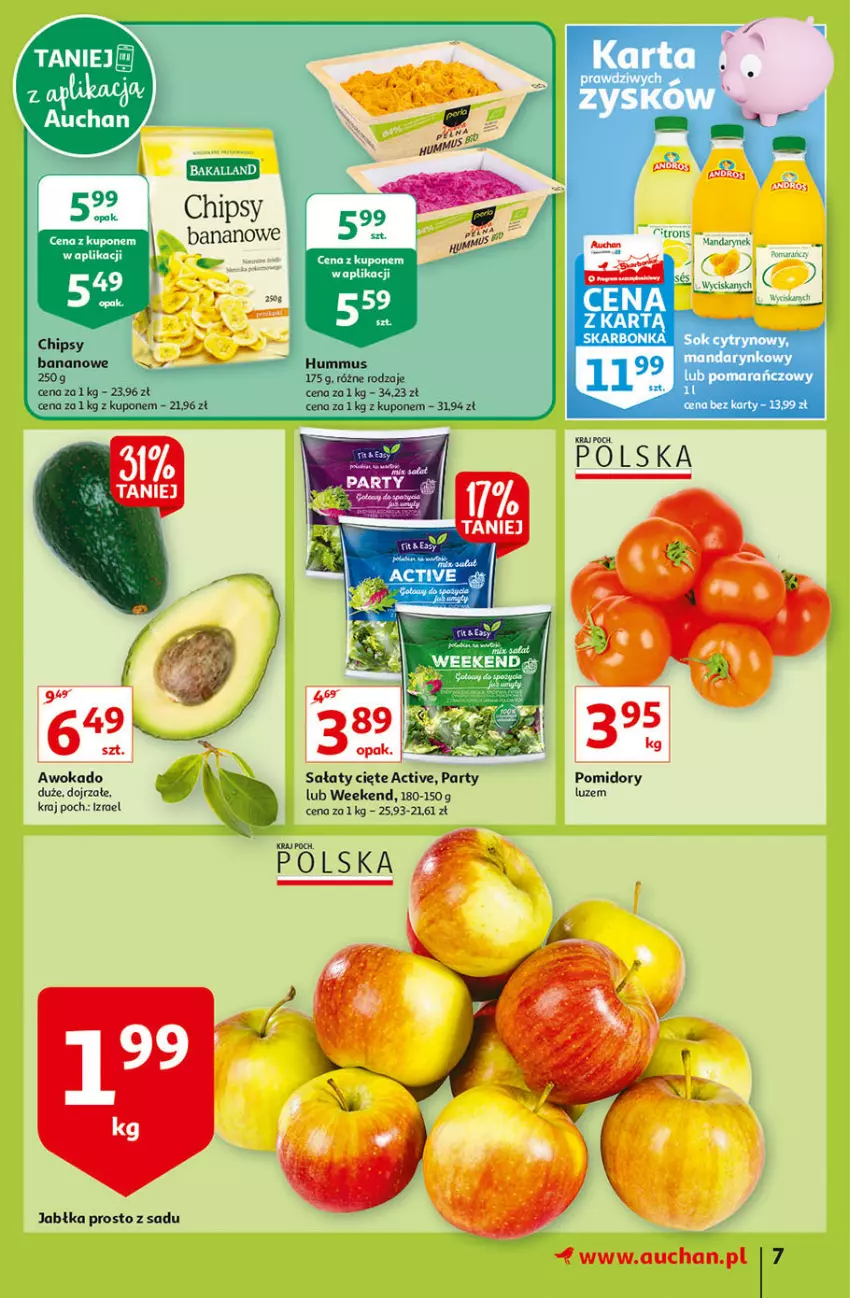 Gazetka promocyjna Auchan - Hiperoszczędzanie z aplikacją Auchan Hipermarkety - ważna 23.09 do 29.09.2021 - strona 7 - produkty: Jabłka, Kask, Mus, Pomidory, Sałat