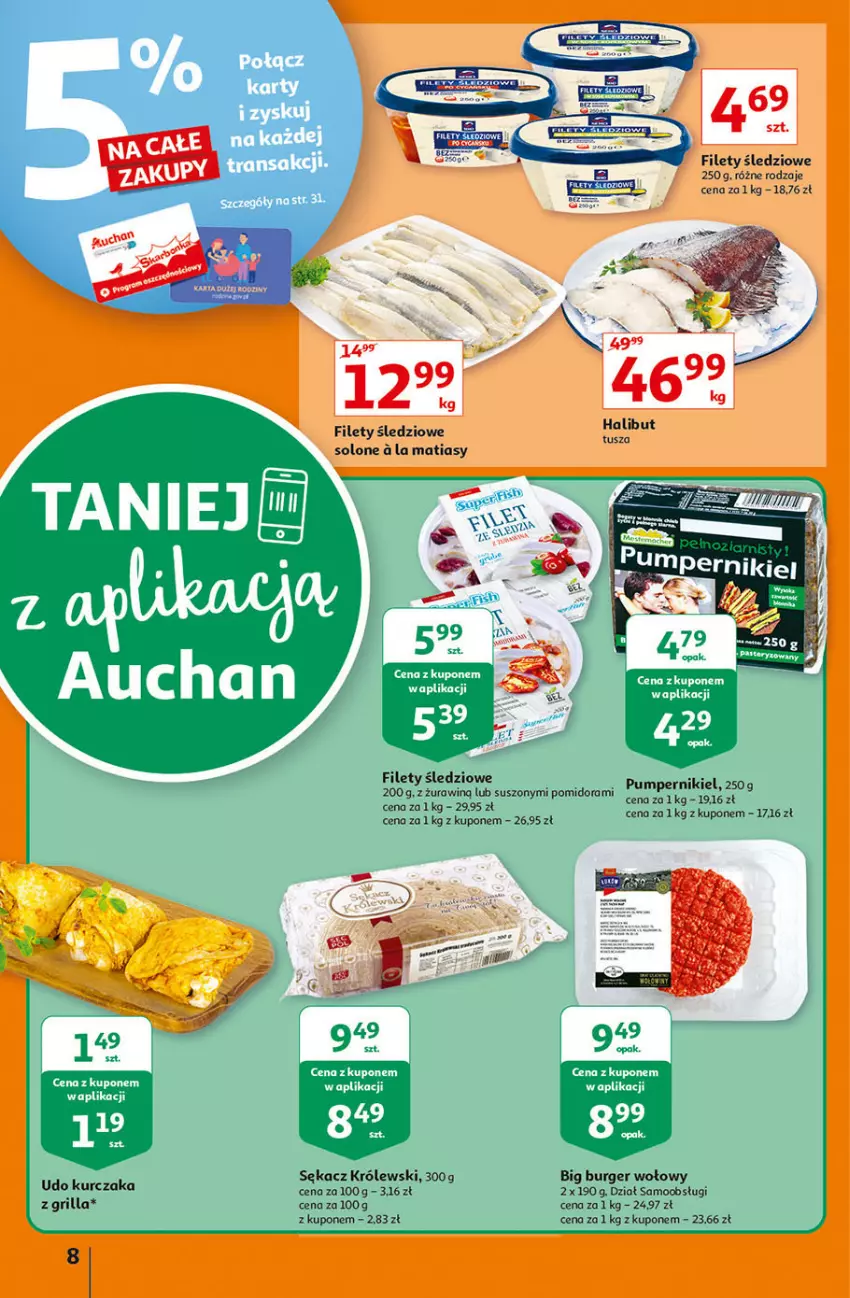 Gazetka promocyjna Auchan - Hiperoszczędzanie z aplikacją Auchan Hipermarkety - ważna 23.09 do 29.09.2021 - strona 8 - produkty: Burger, Grill, Królewski, Kurczak, Sękacz