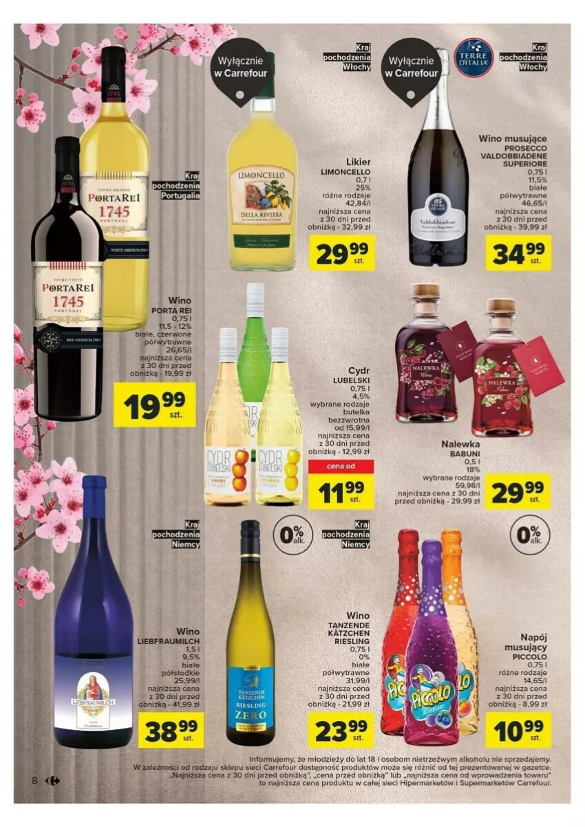 Gazetka promocyjna Carrefour - ważna 02.04 do 13.04.2024 - strona 11 - produkty: Babuni, Likier, Mus, Piec, Por, Prosecco, Wino, Wino musujące
