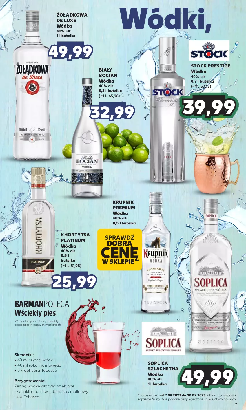 Gazetka promocyjna Kaufland - Barek Kauflandu - ważna 07.09 do 20.09.2023 - strona 2 - produkty: Biały Bocian, Krupnik, Lanki, Sok, Soplica, Sos, Sos tabasco, Stock, Wódka