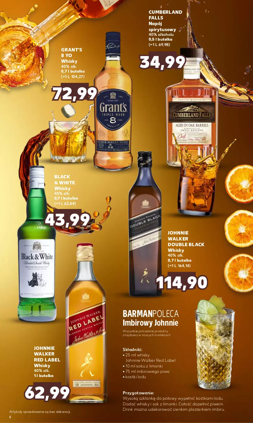 Gazetka promocyjna Kaufland - Barek Kauflandu - ważna 07.09 do 20.09.2023 - strona 5 - produkty: Fa, Gra, Imbir, Johnnie Walker, Lack, Napój, Piwa, Plasterki, Sok, Whisky