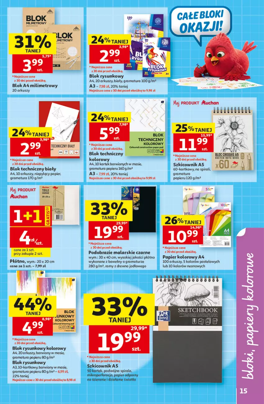 Gazetka promocyjna Auchan - Szkoła Hipermarket - ważna 13.08 do 26.08.2026 - strona 15 - produkty: Gra, Metro, Obraz, Papier, Por, Rama, Sok, Szkicownik