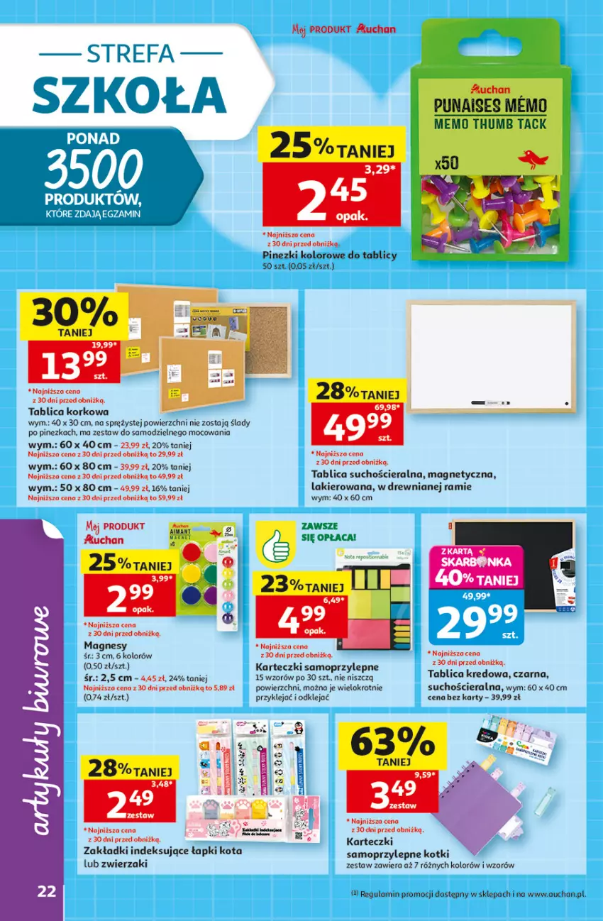 Gazetka promocyjna Auchan - Szkoła Hipermarket - ważna 13.08 do 26.08.2026 - strona 22 - produkty: Fa, Karteczki samoprzylepne, Klej, Lakier, Mop, Tablica suchościeralna