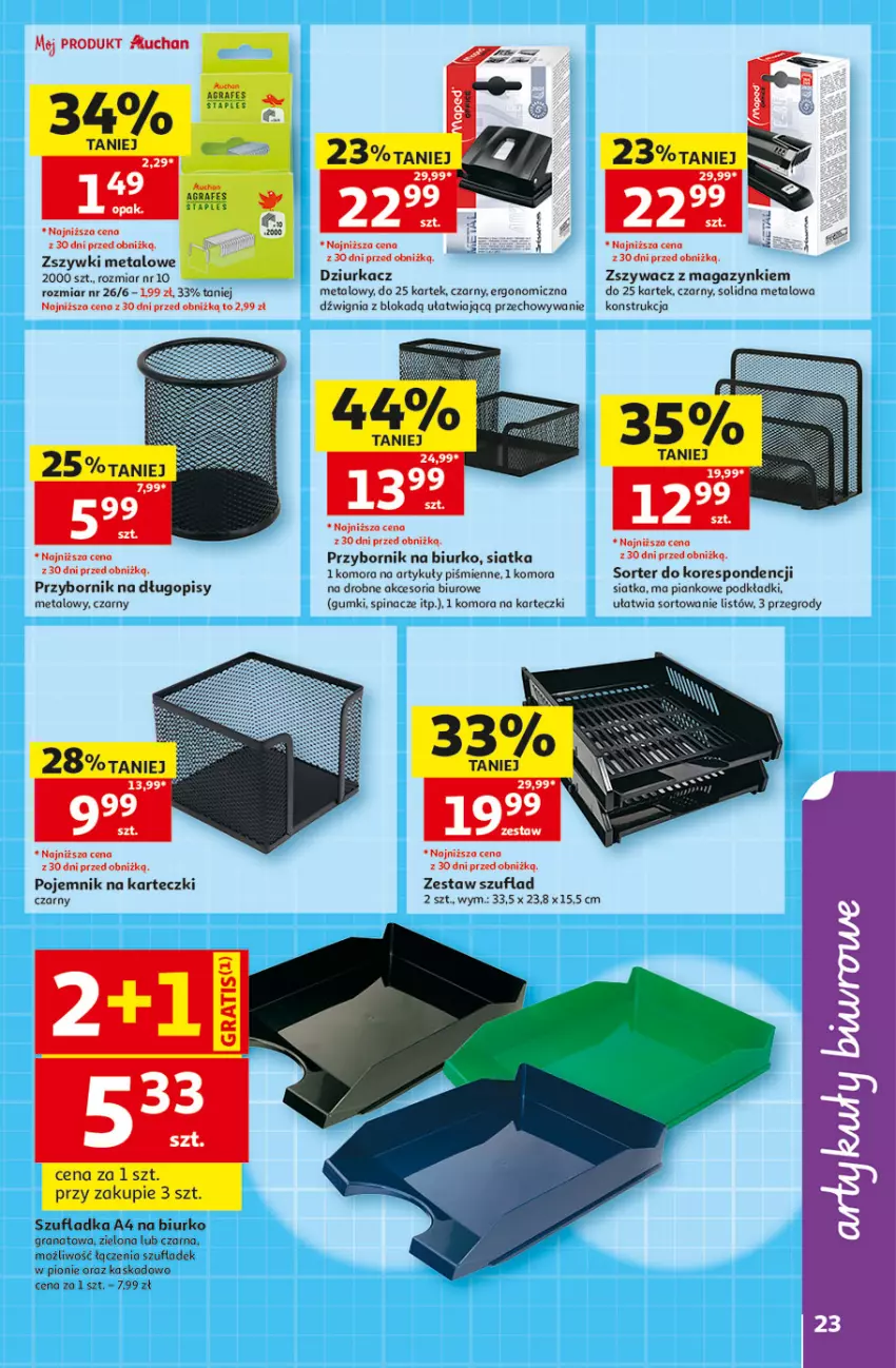 Gazetka promocyjna Auchan - Szkoła Hipermarket - ważna 13.08 do 26.08.2026 - strona 23 - produkty: Biurko, Biuro, Długopis, Dźwig, Gra, Granat, Kask, Podkład, Pojemnik, Siatka