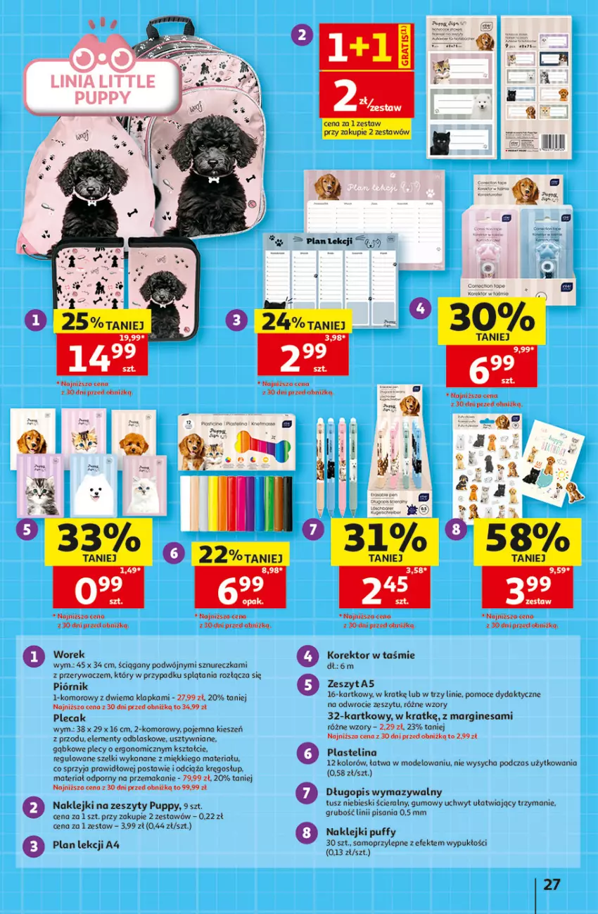 Gazetka promocyjna Auchan - Szkoła Hipermarket - ważna 13.08 do 26.08.2026 - strona 27 - produkty: Gin, Klej, Mop, Piórnik, Plastelina, Plecak, Por, Puf, Tusz