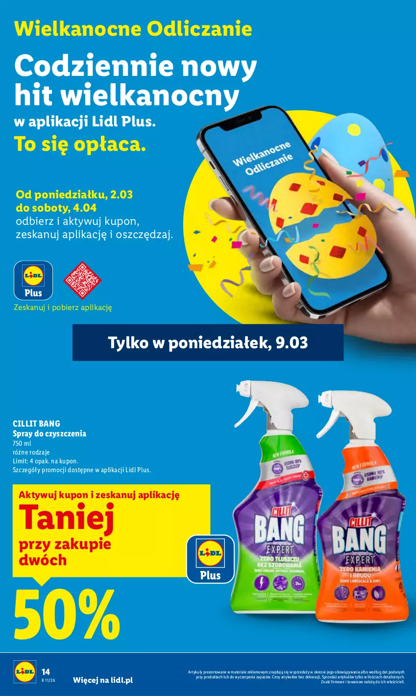 Gazetka promocyjna Lidl - Oferta ważna od 9.03 do 11.03 - ważna 09.03 do 11.03.2026 - strona 14 - produkty: Cillit Bang, Spray do czyszczenia