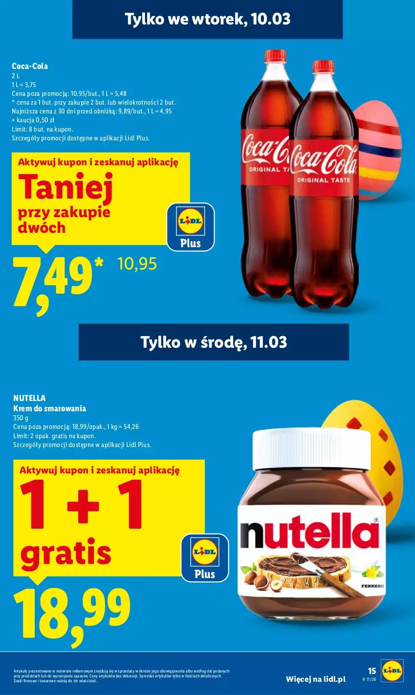 Gazetka promocyjna Lidl - Oferta ważna od 9.03 do 11.03 - ważna 09.03 do 11.03.2026 - strona 15 - produkty: Coca-Cola, Gra, Nutella