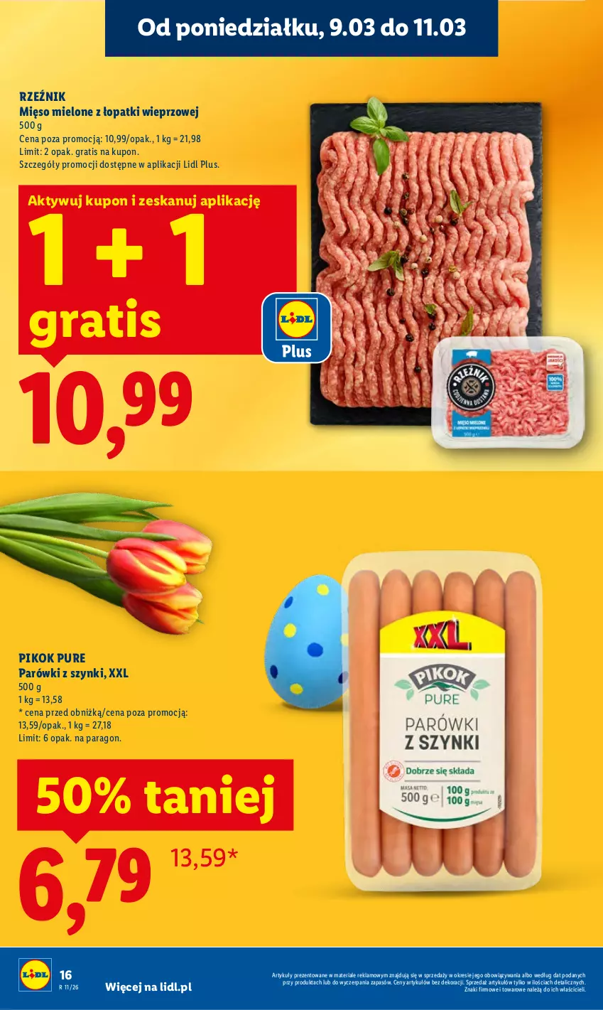 Gazetka promocyjna Lidl - Oferta ważna od 9.03 do 11.03 - ważna 09.03 do 11.03.2026 - strona 16 - produkty: Gra, Mięso, Mięso mielone, Mięso mielone z łopatki wieprzowej, Parówki, Parówki z szynki, PIKOK, Pur