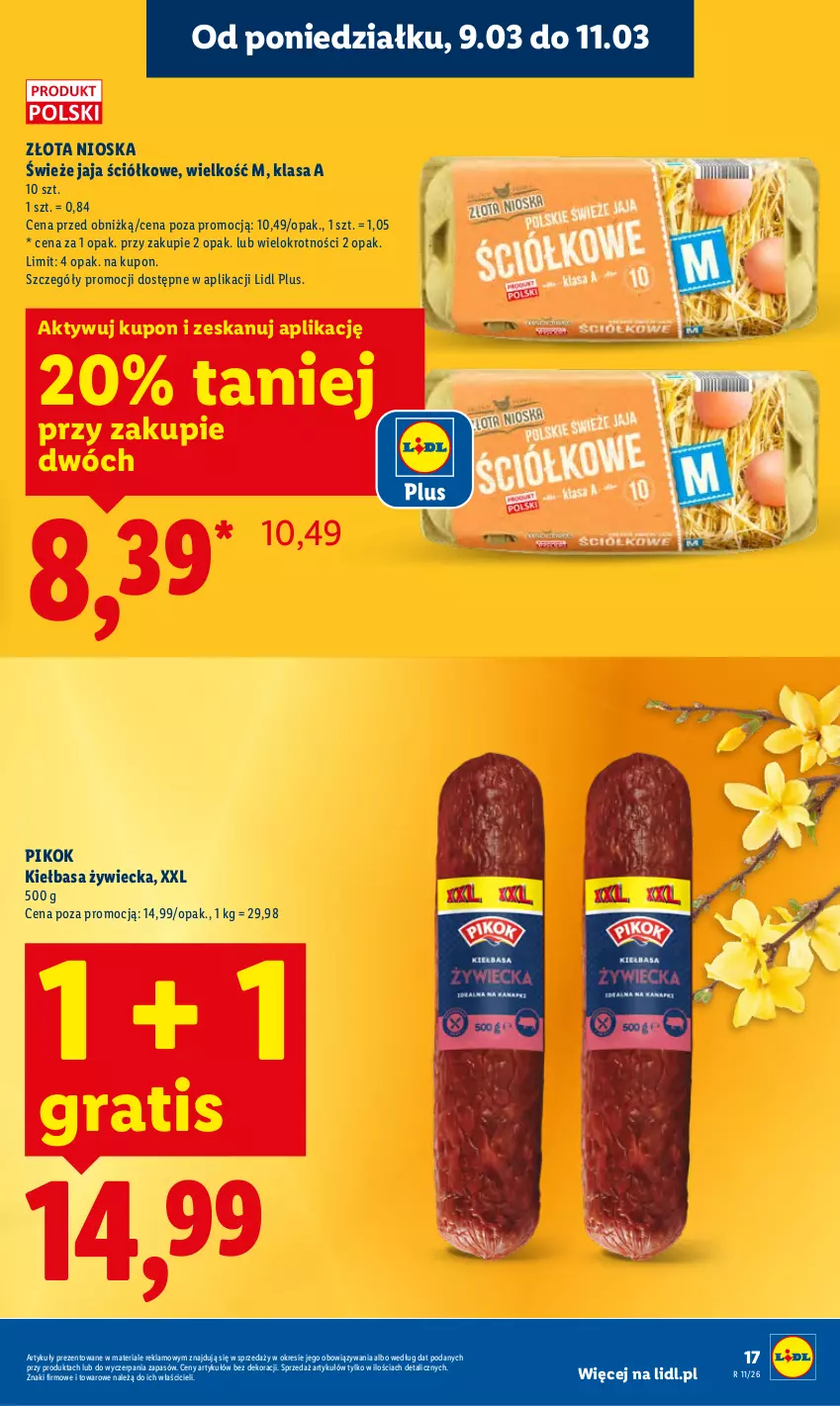 Gazetka promocyjna Lidl - Oferta ważna od 9.03 do 11.03 - ważna 09.03 do 11.03.2026 - strona 17 - produkty: Gra, Jaja, Kiełbasa, PIKOK