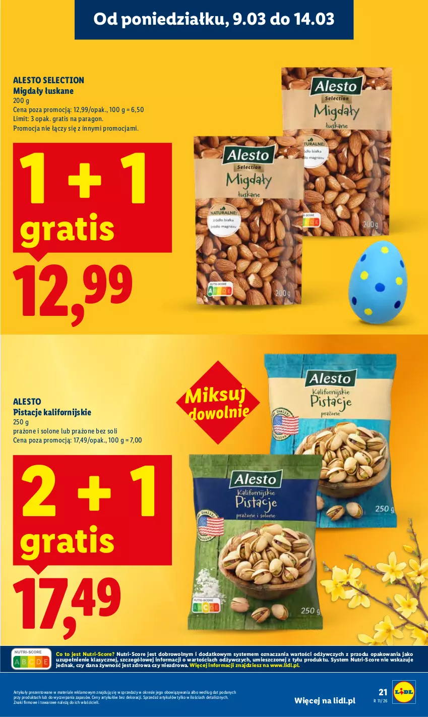 Gazetka promocyjna Lidl - Oferta ważna od 9.03 do 11.03 - ważna 09.03 do 11.03.2026 - strona 21 - produkty: Gra, Migdały, Migdały łuskane, Pistacje