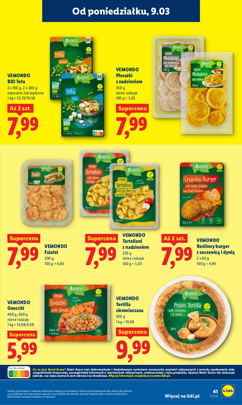 Gazetka promocyjna Lidl - Oferta ważna od 9.03 do 11.03 - ważna 09.03 do 11.03.2026 - strona 41 - produkty: Burger, Dynią, Fa, Gnocchi, Roślinny burger, Tofu, Tortelloni, Tortilla