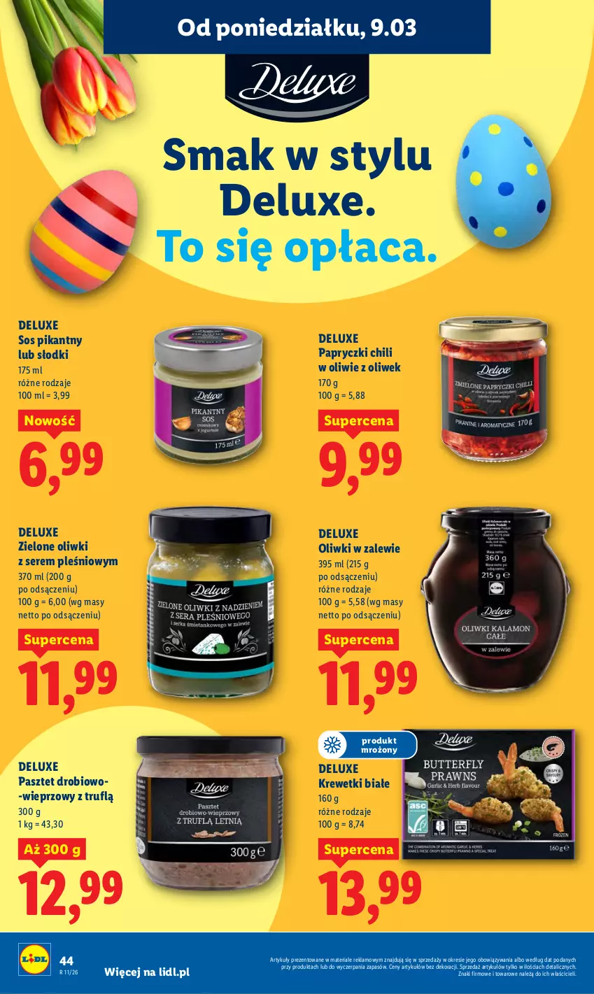 Gazetka promocyjna Lidl - Oferta ważna od 9.03 do 11.03 - ważna 09.03 do 11.03.2026 - strona 44 - produkty: Krewetki, Oliwki, Pasztet, Ser, Sos
