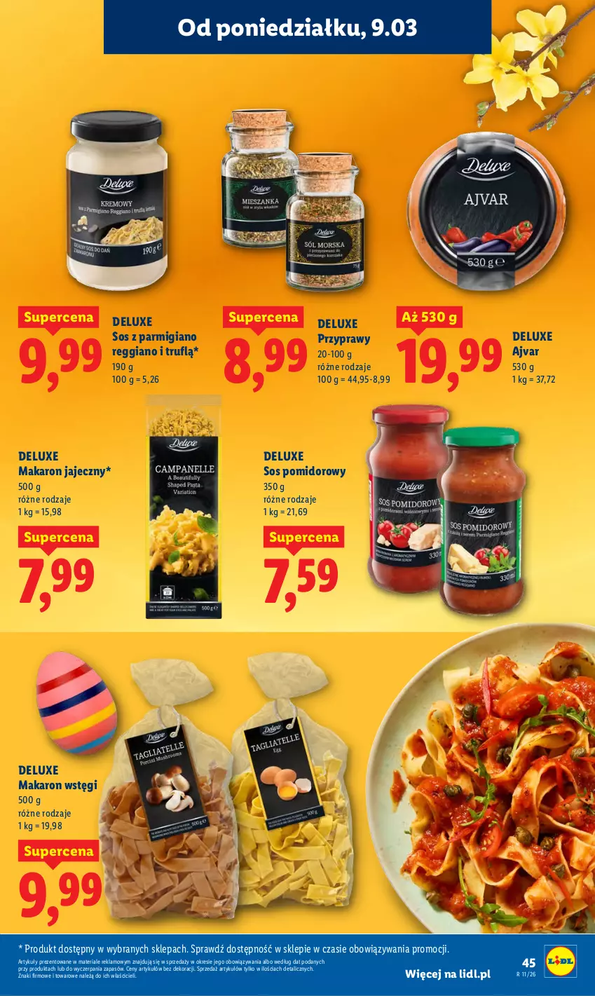 Gazetka promocyjna Lidl - Oferta ważna od 9.03 do 11.03 - ważna 09.03 do 11.03.2026 - strona 45 - produkty: Makaron, Przyprawy, Sos, Sos pomidorowy