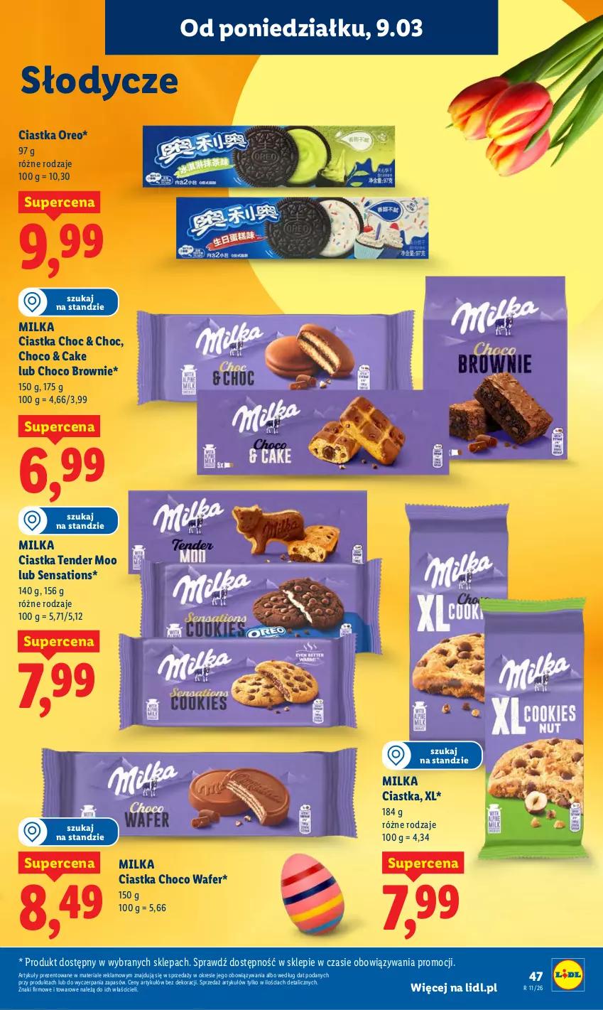 Gazetka promocyjna Lidl - Oferta ważna od 9.03 do 11.03 - ważna 09.03 do 11.03.2026 - strona 47 - produkty: Brownie, Ciastka, Milka, Oreo, Sati