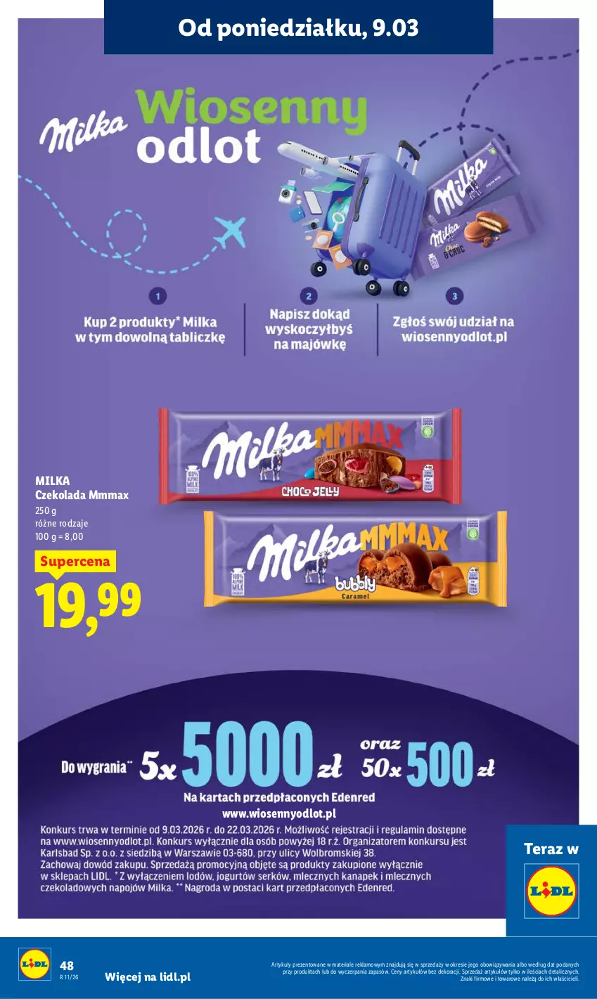Gazetka promocyjna Lidl - Oferta ważna od 9.03 do 11.03 - ważna 09.03 do 11.03.2026 - strona 48 - produkty: Czekolada, Milka, Tera