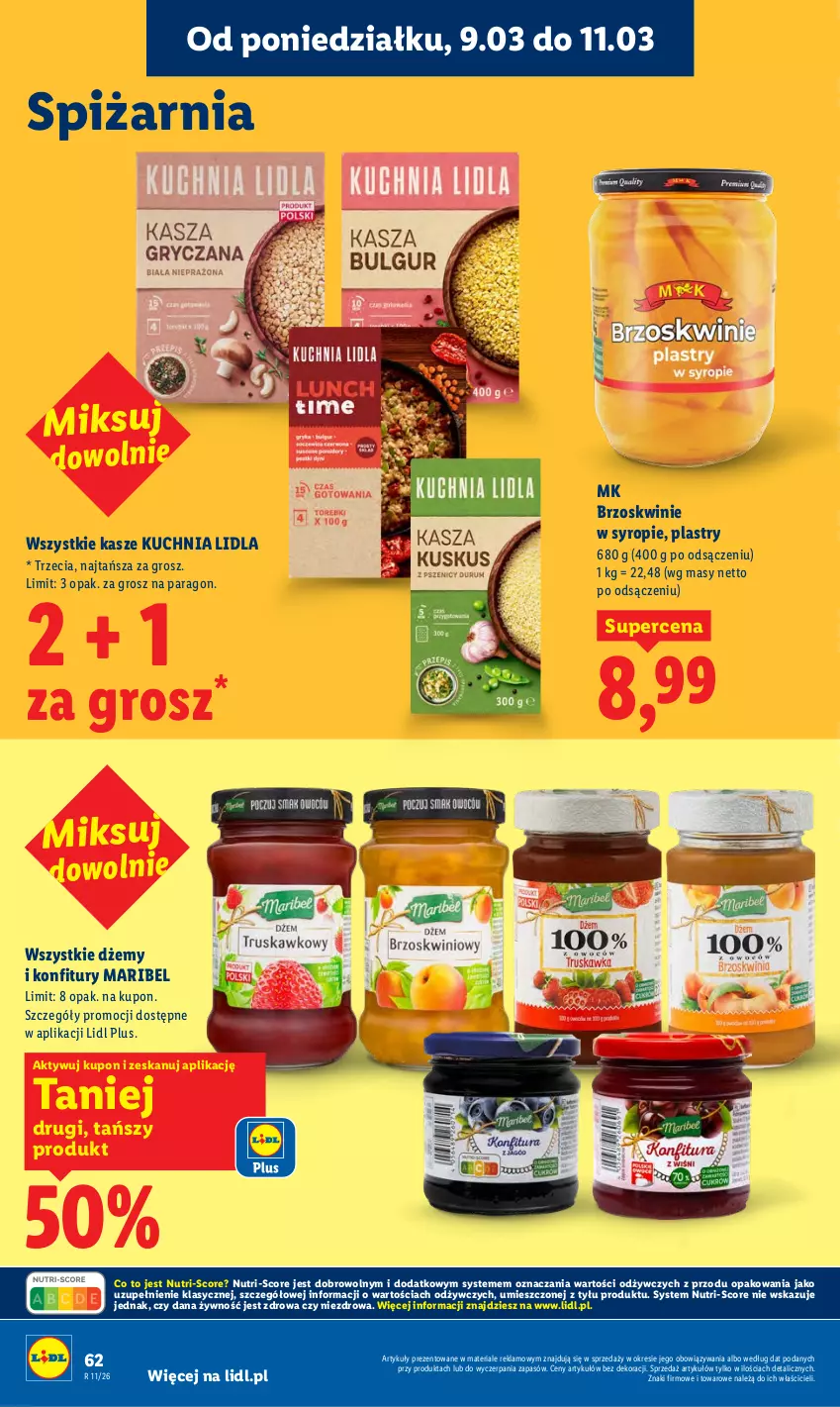 Gazetka promocyjna Lidl - Oferta ważna od 9.03 do 11.03 - ważna 09.03 do 11.03.2026 - strona 62 - produkty: Brzoskwinie, Dżem, Kuchnia, Syrop