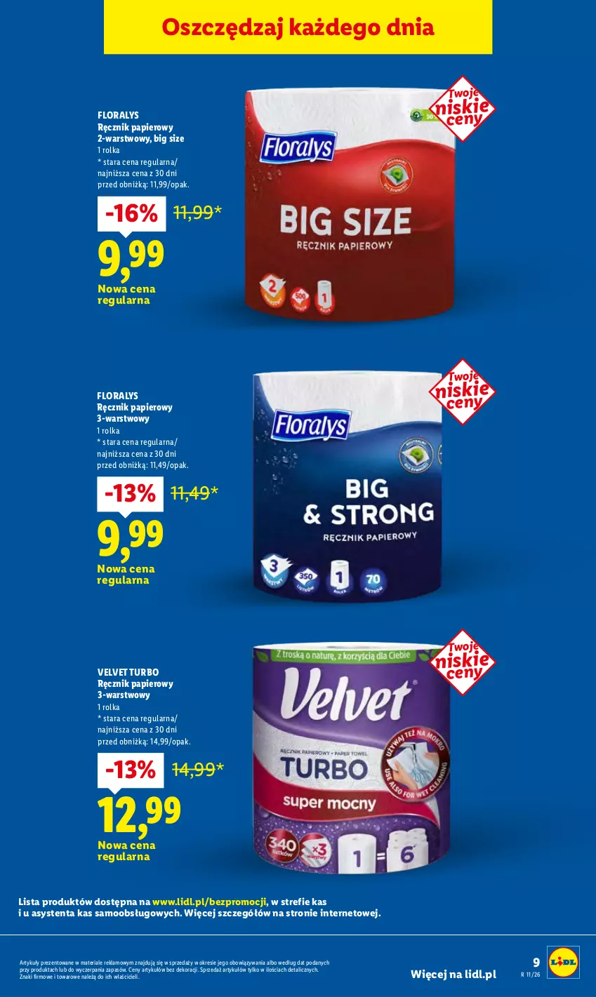 Gazetka promocyjna Lidl - Oferta ważna od 9.03 do 11.03 - ważna 09.03 do 11.03.2026 - strona 9 - produkty: Flora, Papier, Ręcznik, Velvet