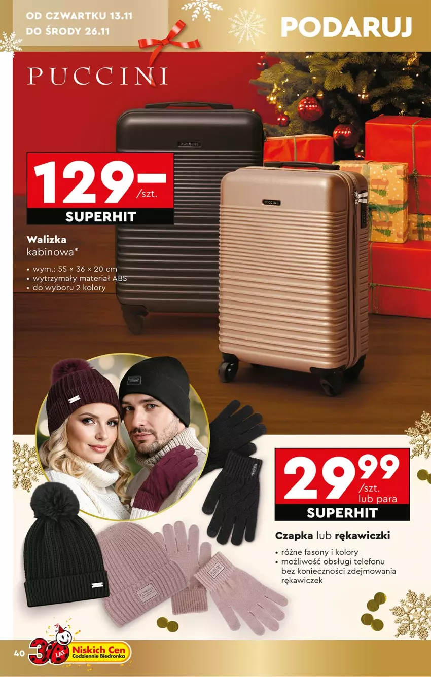 Gazetka promocyjna Biedronka - Okazje Tygodnia - ważna 10.11 do 22.11.2025 - strona 44 - produkty: Czapka, Fa, Sony, Telefon, Walizka