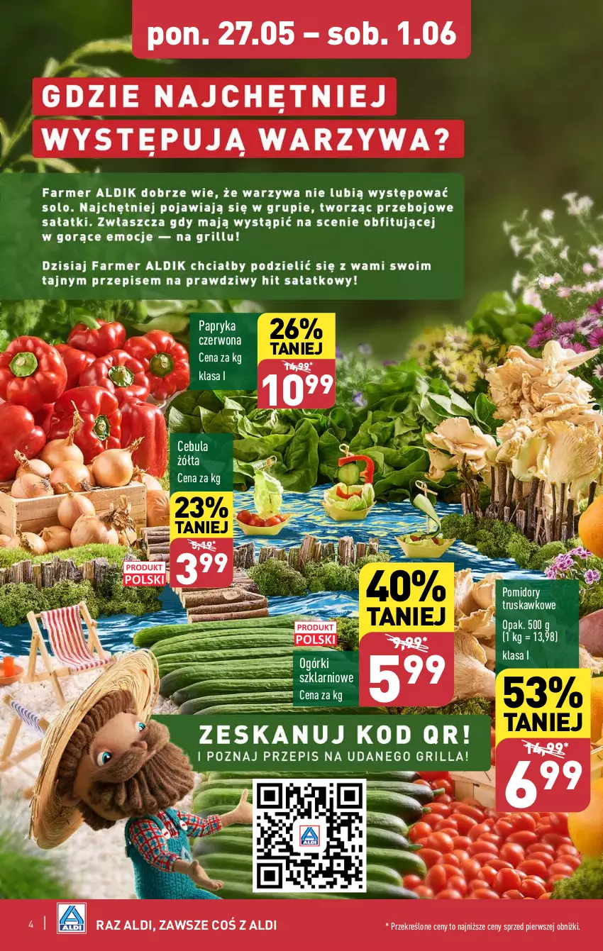 Gazetka promocyjna Aldi - Pełna oferta - ważna 27.05 do 01.06.2024 - strona 4 - produkty: Cebula, Papryka, Papryka czerwona, Pomidory