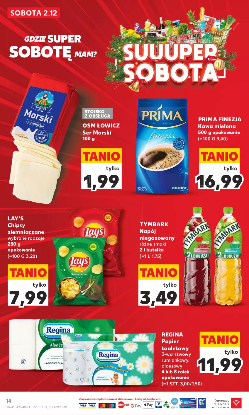 Gazetka promocyjna Kaufland - Gazetka tygodnia - ważna 30.11 do 06.12.2023 - strona 14 - produkty: Chipsy, Gin, Kawa, Kawa mielona, Napój, Napój niegazowany, Papier, Papier toaletowy, Prima, Rum, Ser, Tymbark