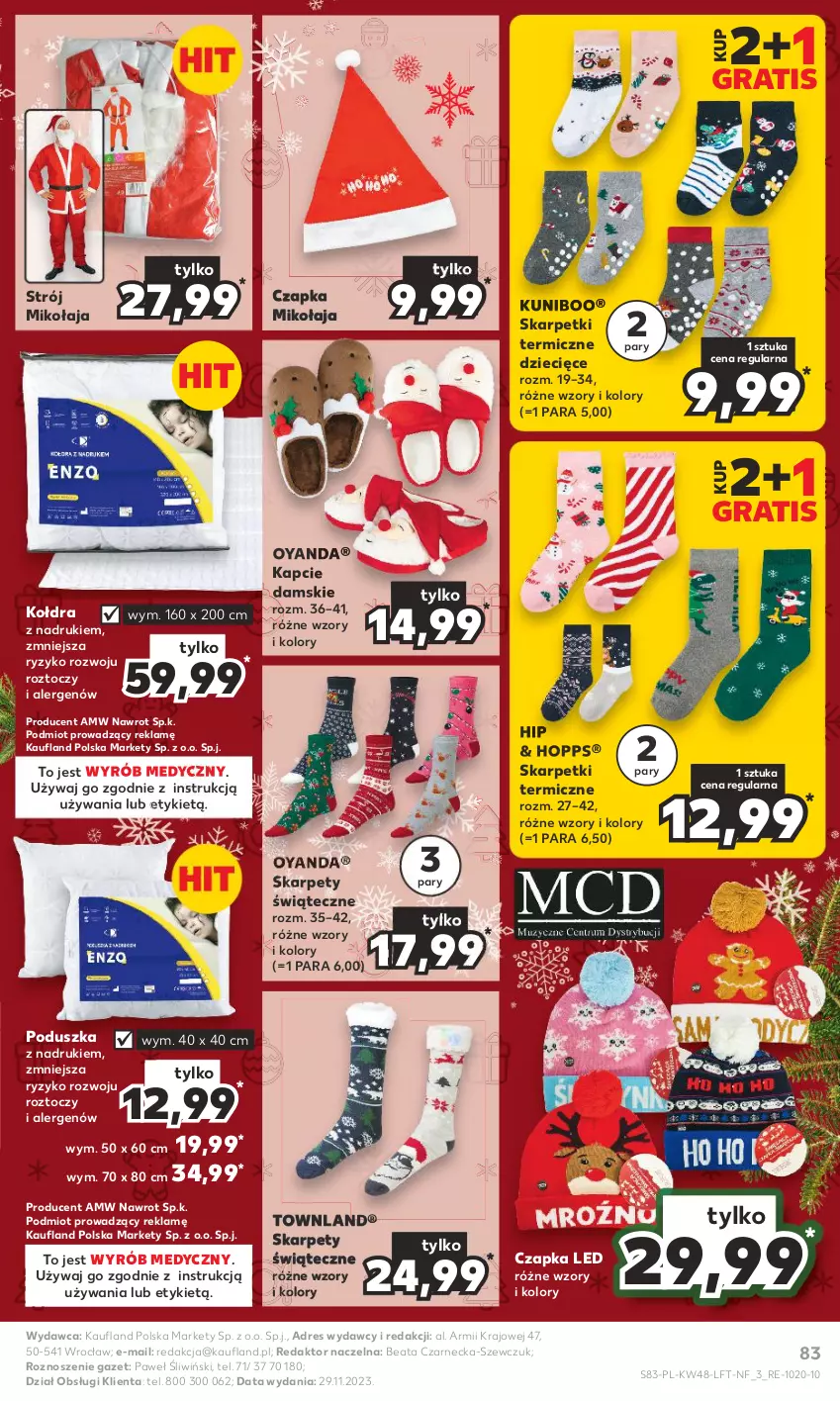 Gazetka promocyjna Kaufland - Gazetka tygodnia - ważna 30.11 do 06.12.2023 - strona 83 - produkty: Czapka, Czapka Mikołaja, Dres, Dzieci, Gra, Kapcie, Karp, Kołdra, Poduszka, Skarpetki