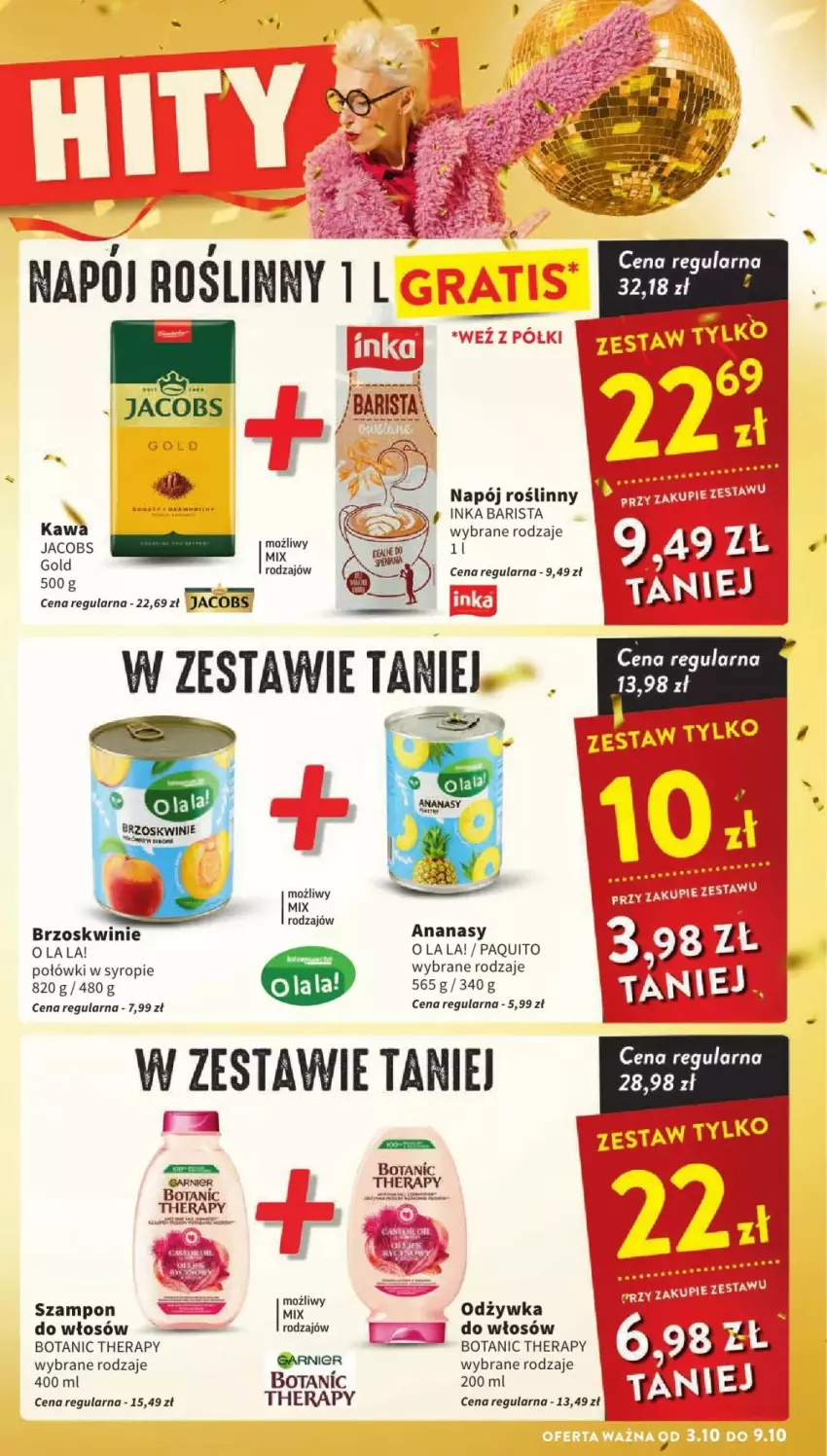 Gazetka promocyjna Intermarche - ważna 03.10 do 09.10.2024 - strona 16 - produkty: Ananas, Brzoskwinie, Fa, Garnier, Inka, Jacobs, Kawa, Napój, Napój roślinny, Odżywka, Syrop, Szampon