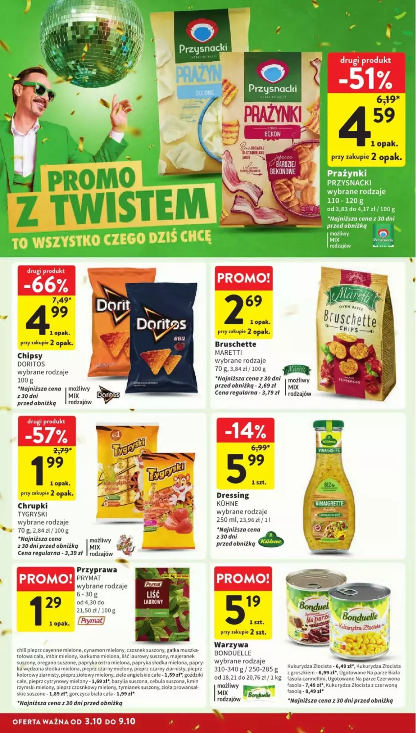 Gazetka promocyjna Intermarche - ważna 03.10 do 09.10.2024 - strona 32 - produkty: Bazyl, Bazylia, Bonduelle, Bruschette, Cebula, Chipsy, Chrupki, Czosnek, Dres, Fa, Fasola, Gałka, Gry, Imbir, Kukurydza, Kurkuma, Laur, Mus, Oregano suszone, Papryka, Papryka słodka, Pieprz, Prymat, Warzywa, Ziele angielskie