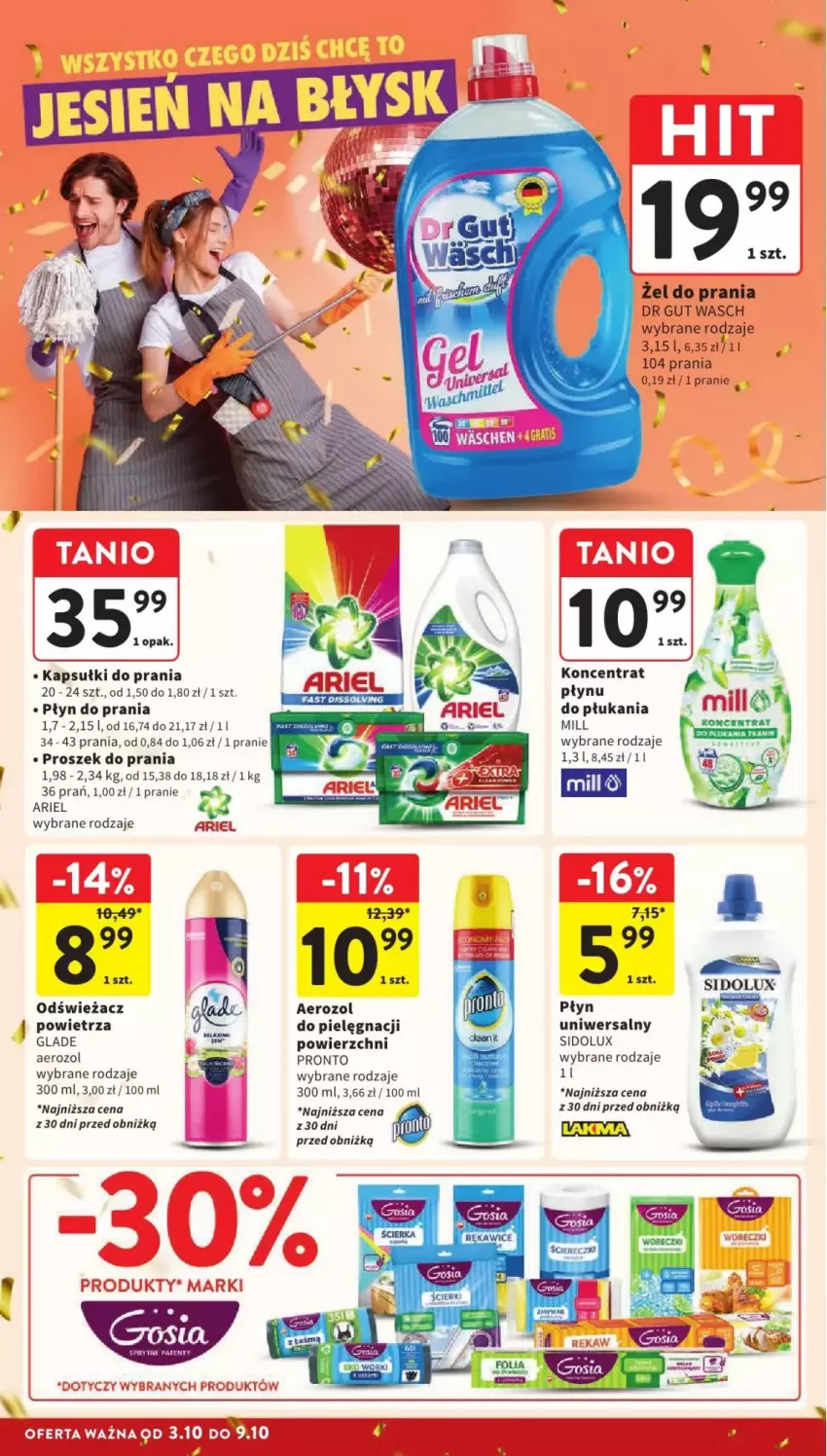 Gazetka promocyjna Intermarche - ważna 03.10 do 09.10.2024 - strona 39 - produkty: Ariel, Kapsułki do prania, Płyn do prania, Pronto, Proszek do prania, Sidolux