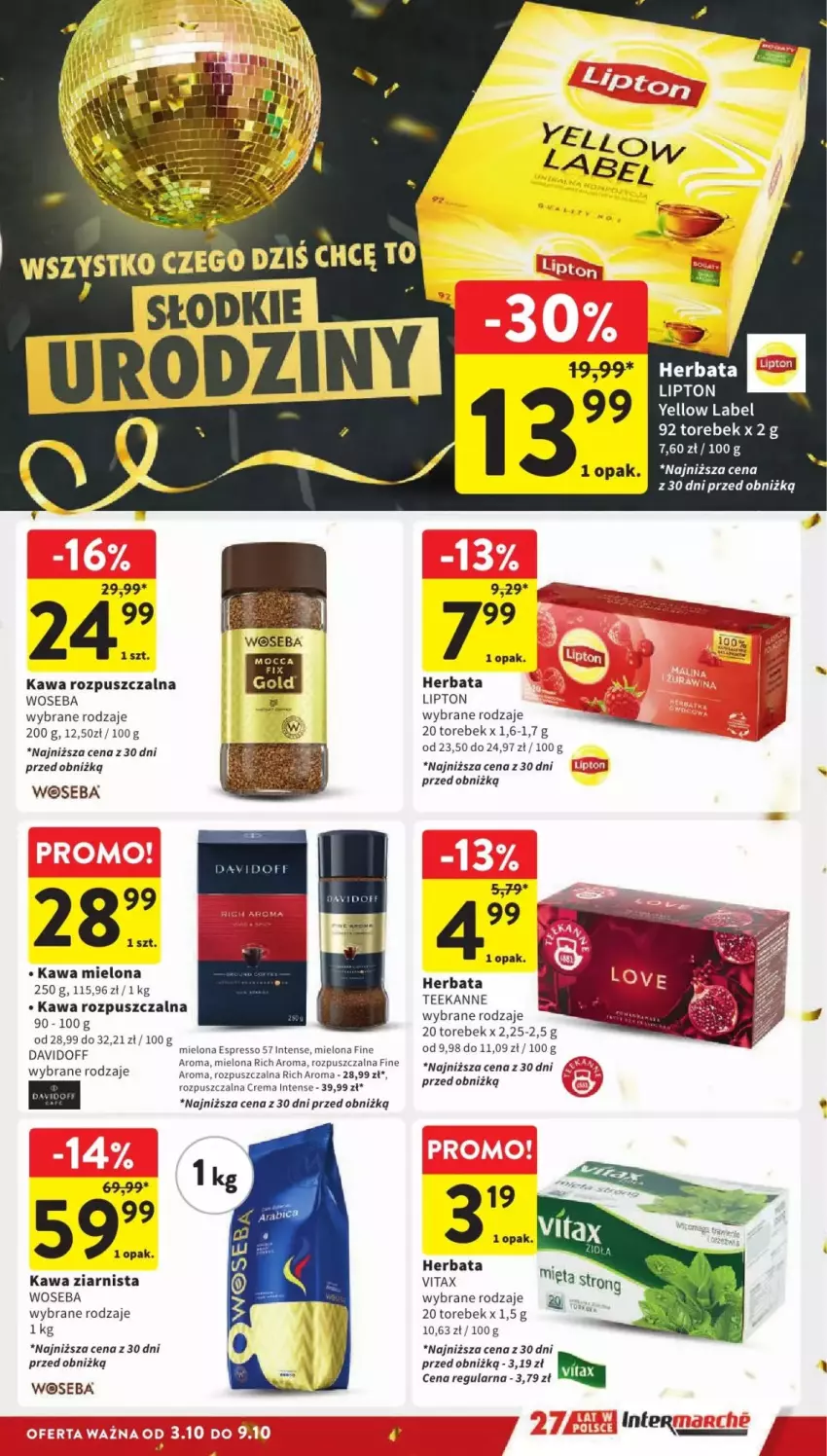 Gazetka promocyjna Intermarche - ważna 03.10 do 09.10.2024 - strona 41 - produkty: BIC, Davidoff, Fa, Herbata, Kawa, Kawa mielona, Kawa rozpuszczalna, Kawa ziarnista, Lipton, Vitax, Woseba