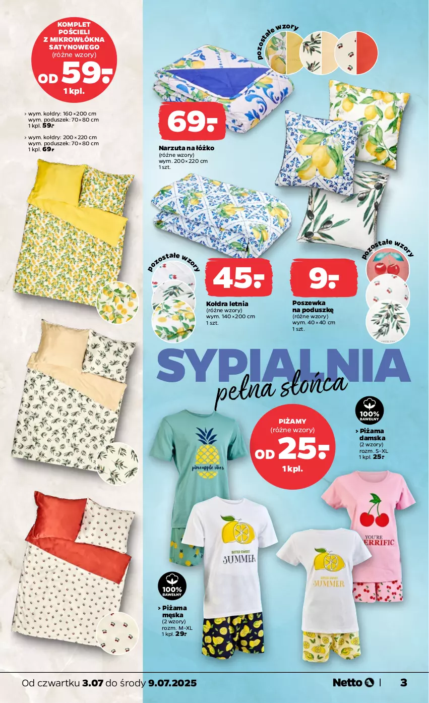 Gazetka promocyjna Netto - Od Czwartku Przemysłowa - ważna 03.07 do 05.07.2025 - strona 3 - produkty: Kołdra, Komplet pościeli, Narzuta, Piżama, Pościel, Poszewka, Sypialnia