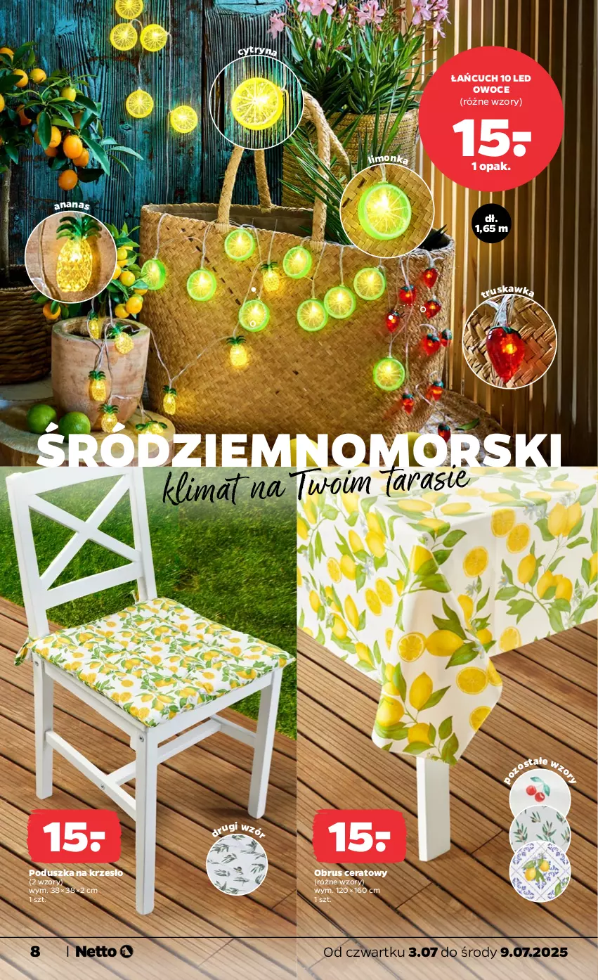 Gazetka promocyjna Netto - Od Czwartku Przemysłowa - ważna 03.07 do 05.07.2025 - strona 8 - produkty: Ananas, Krzesło, Limonka, Obrus, Owoce, Poduszka