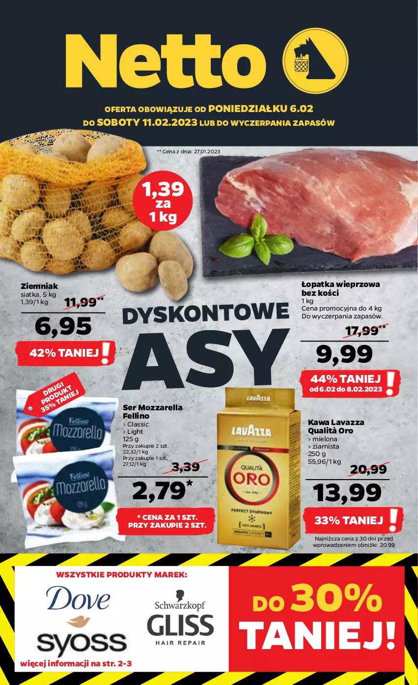 Gazetka promocyjna Netto - Artykuły spożywcze - ważna 06.02 do 11.02.2023 - strona 1 - produkty: Gra, Kawa, Kurczak, Lavazza, Mozzarella, Piwa, Piwo, Ser, Siatka, Tyskie