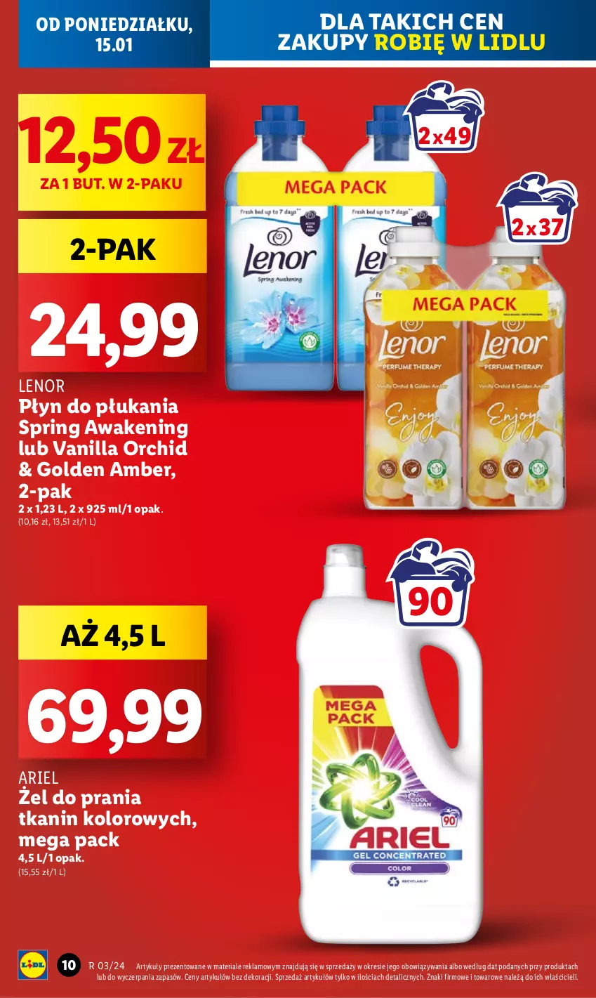 Gazetka promocyjna Lidl - GAZETKA - ważna 15.01 do 17.01.2024 - strona 10 - produkty: Ariel, Lenor, Płyn do płukania