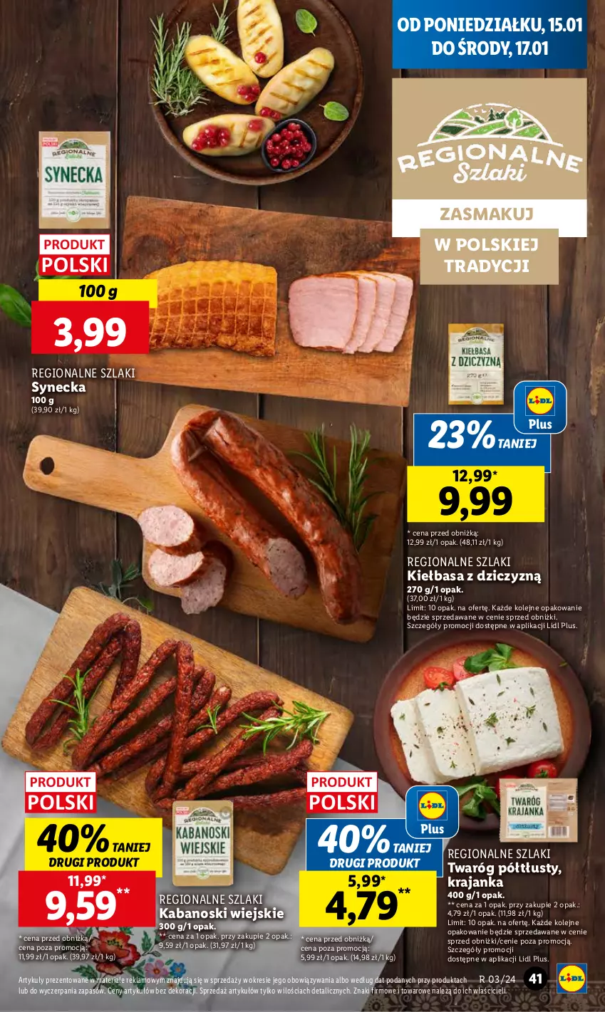 Gazetka promocyjna Lidl - GAZETKA - ważna 15.01 do 17.01.2024 - strona 41 - produkty: Kabanos, Kiełbasa, Olej, Twaróg, Twaróg półtłusty