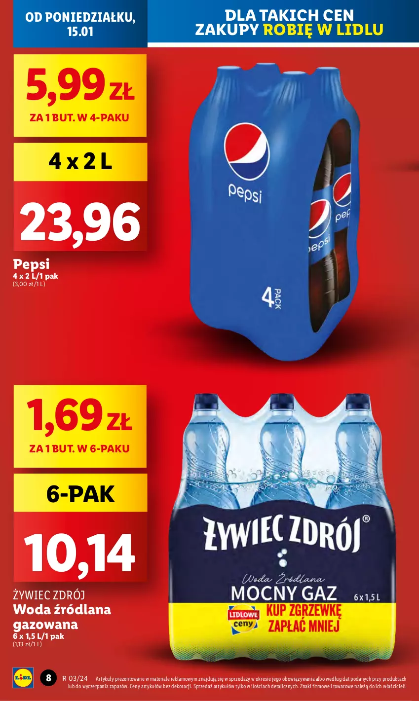 Gazetka promocyjna Lidl - GAZETKA - ważna 15.01 do 17.01.2024 - strona 8 - produkty: LANA, Pepsi, Woda