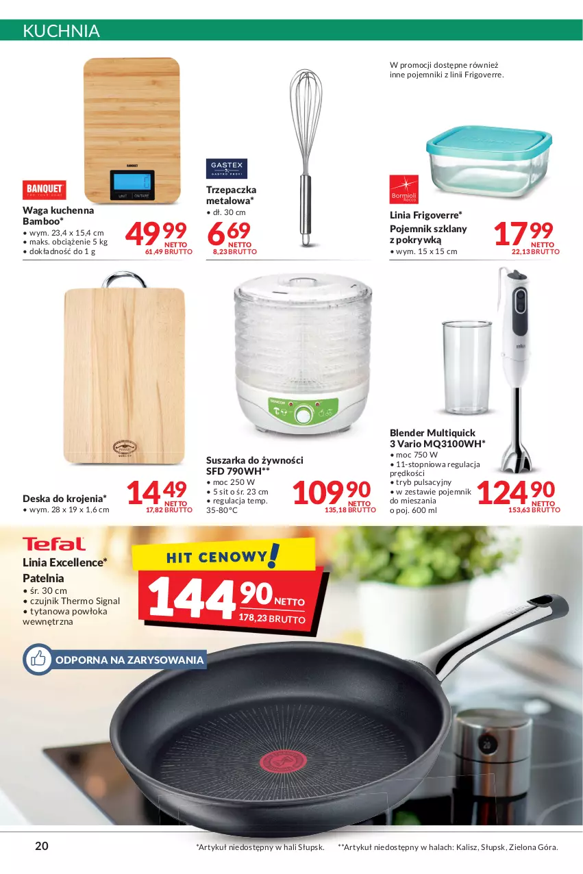 Gazetka promocyjna Makro - [Oferta promocyjna] Artykuły spożywcze i przemysłowe - ważna 23.08 do 04.09.2022 - strona 20 - produkty: Blender, Deska do krojenia, Kuchnia, Patelnia, Pojemnik, Pojemnik szklany, Por, Suszarka, Top, Trzepaczka, Tytan, Waga