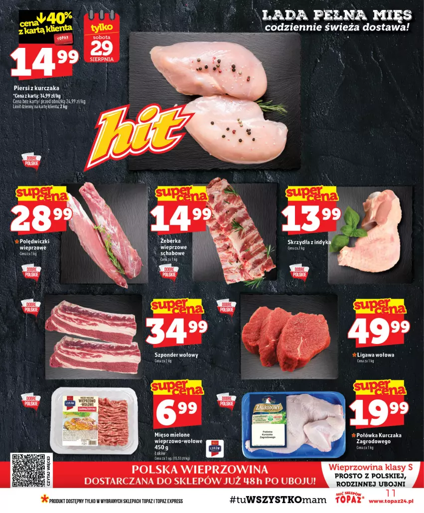 Gazetka promocyjna Topaz - Gazetka - ważna 27.08 do 02.09.2026 - strona 11 - produkty: Kurczak, Mięso, Mięso mielone, Top, Wieprzowina