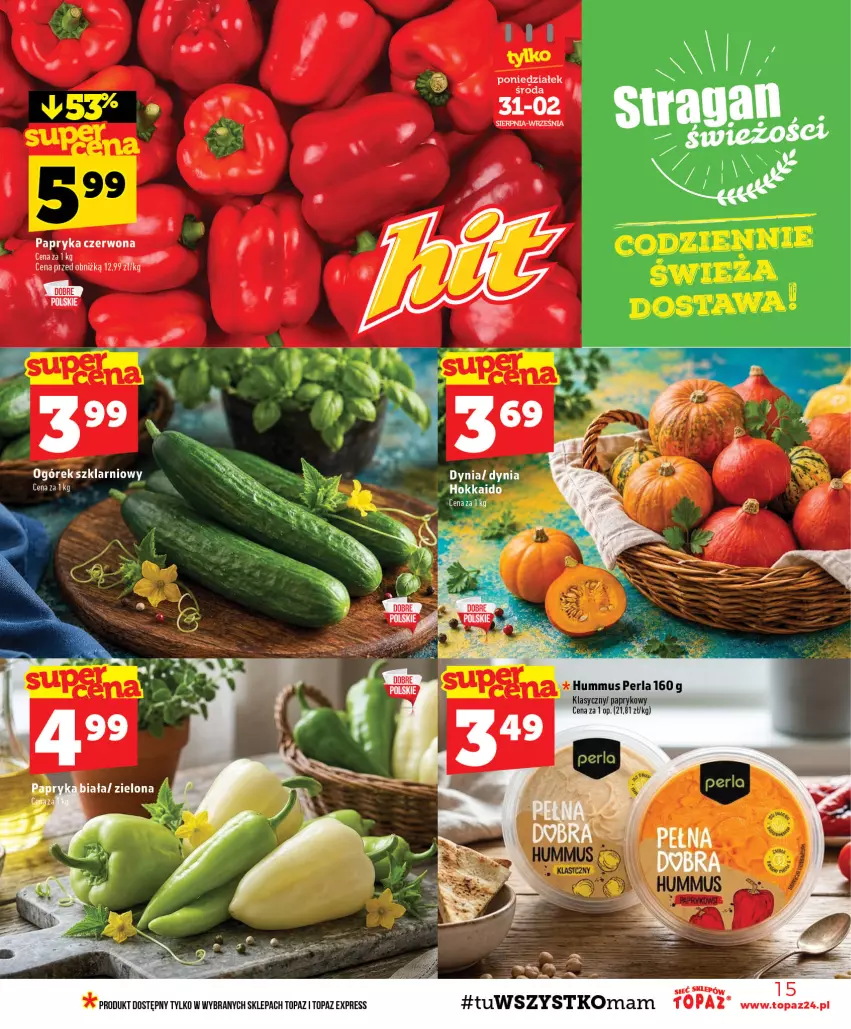 Gazetka promocyjna Topaz - Gazetka - ważna 27.08 do 02.09.2026 - strona 15 - produkty: BIC, Hummus, Mus, Ogórek, Top