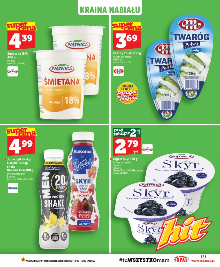Gazetka promocyjna Topaz - Gazetka - ważna 27.08 do 02.09.2026 - strona 19 - produkty: Bakoma, Piątnica, Sok, Top