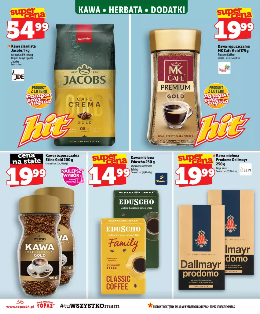 Gazetka promocyjna Topaz - Gazetka - ważna 27.08 do 02.09.2026 - strona 36 - produkty: BIC, Gin, Herbata, Jacobs, Kawa, Kawa mielona, Kawa rozpuszczalna, Top