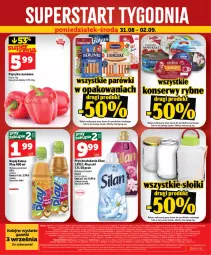 Gazetka promocyjna Topaz - Gazetka - Gazetka - ważna od 02.09 do 02.09.2026 - strona 44 - produkty: Kurczak, Ser, Paprykarz, Papryka czerwona, Parówki, Papryka, Tarczyński, Silan, Kubuś, Napój, Olej