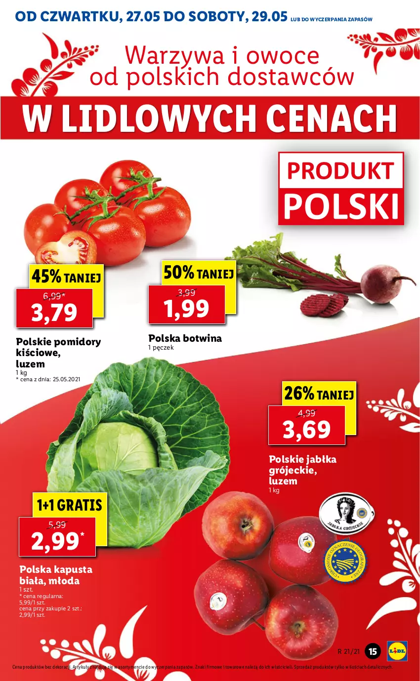 Gazetka promocyjna Lidl - GAZETKA - ważna 27.05 do 29.05.2021 - strona 15 - produkty: Gra, Jabłka, Owoce, Pomidory, Warzywa, Warzywa i owoce