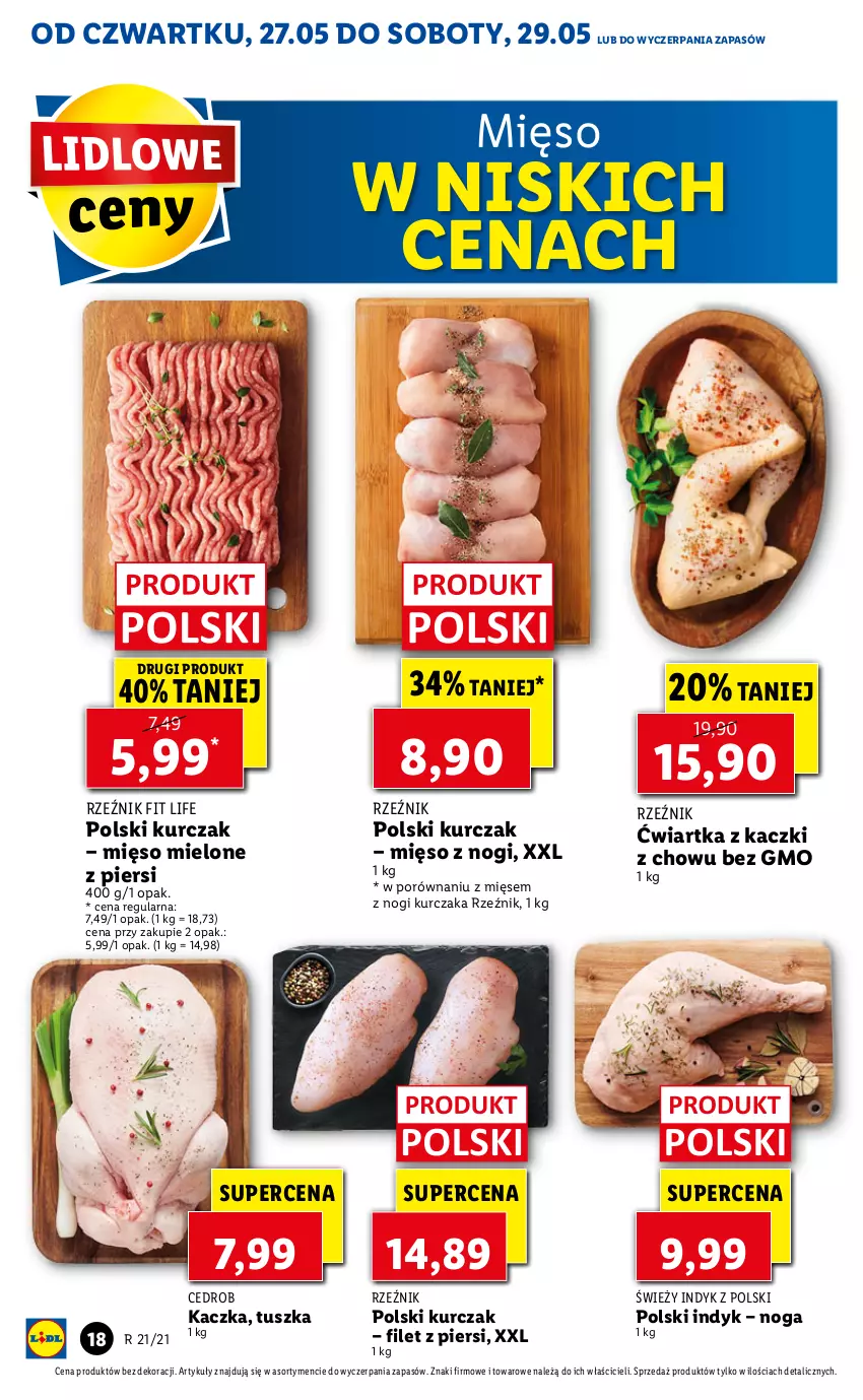 Gazetka promocyjna Lidl - GAZETKA - ważna 27.05 do 29.05.2021 - strona 18 - produkty: Kaczka, Kurczak, Mięso, Mięso mielone, Por, Tusz