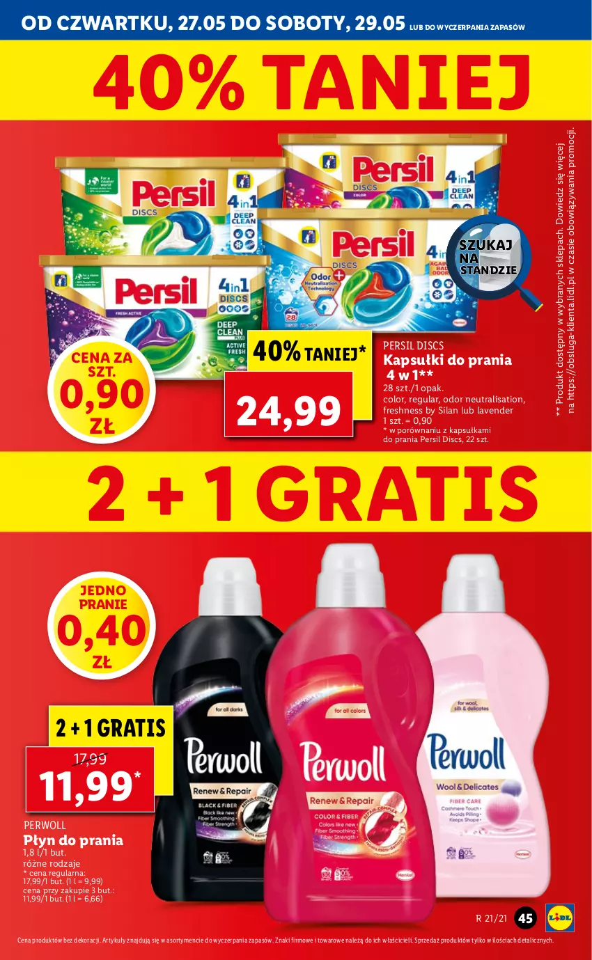 Gazetka promocyjna Lidl - GAZETKA - ważna 27.05 do 29.05.2021 - strona 45 - produkty: Gra, Kapsułki do prania, Persil, Perwoll, Por, Sati, Silan