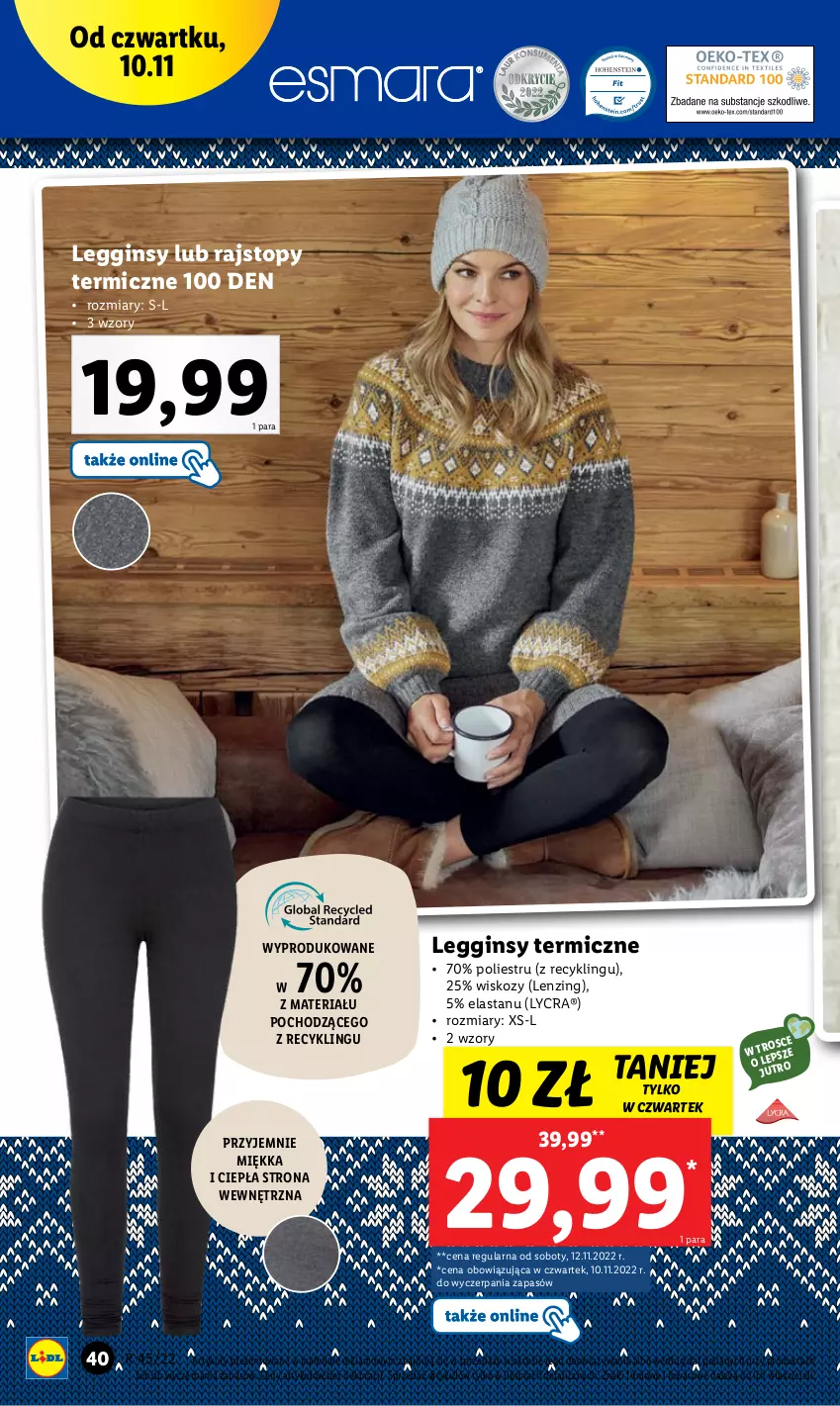 Gazetka promocyjna Lidl - GAZETKA - ważna 07.11 do 12.11.2022 - strona 44 - produkty: Gin, Legginsy, Rajstopy, Top