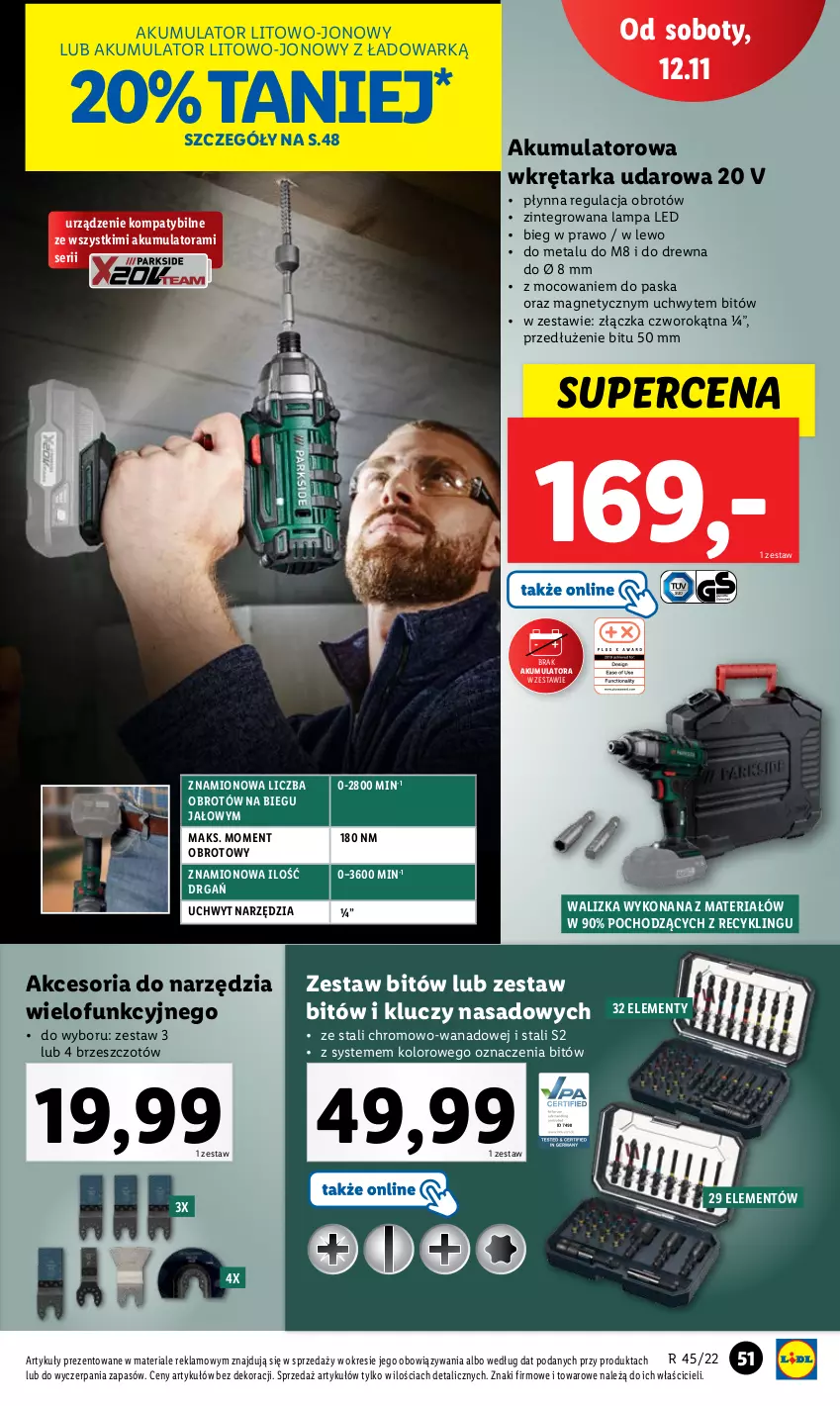 Gazetka promocyjna Lidl - GAZETKA - ważna 07.11 do 12.11.2022 - strona 55 - produkty: Akumulator, Lampa, Lampa LED, Ser, Tarka, Walizka, Wkręt, Wkrętarka